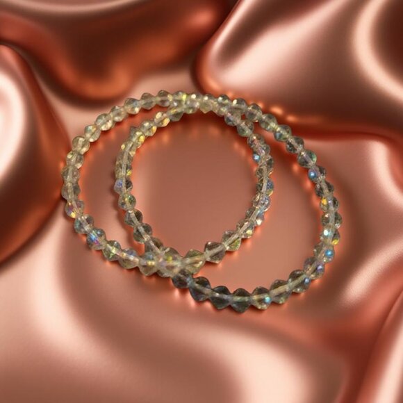 Set of 2 Genuine Swarovski Crystal Bracelets~ One round ab one bi cone and round - Picture 6 of 6